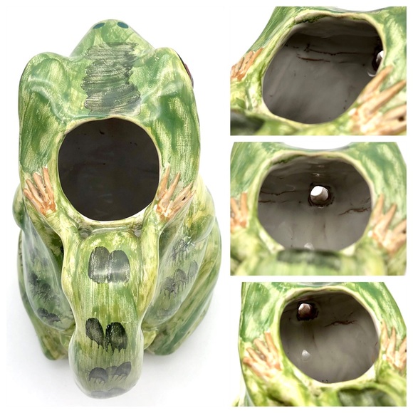 Majolica Frog Pitcher With Salamander Relief Handle Ceramica Del Cardello Italy - Picture 12 of 14